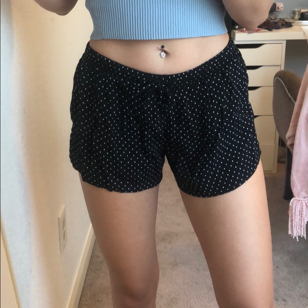 Flowy black and white dot shorts